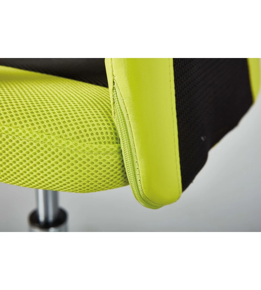 POLTRONCINA UFFICIO VERDE CON BRACCIOLI E RUOTE, 55X54,5X85-95 CM